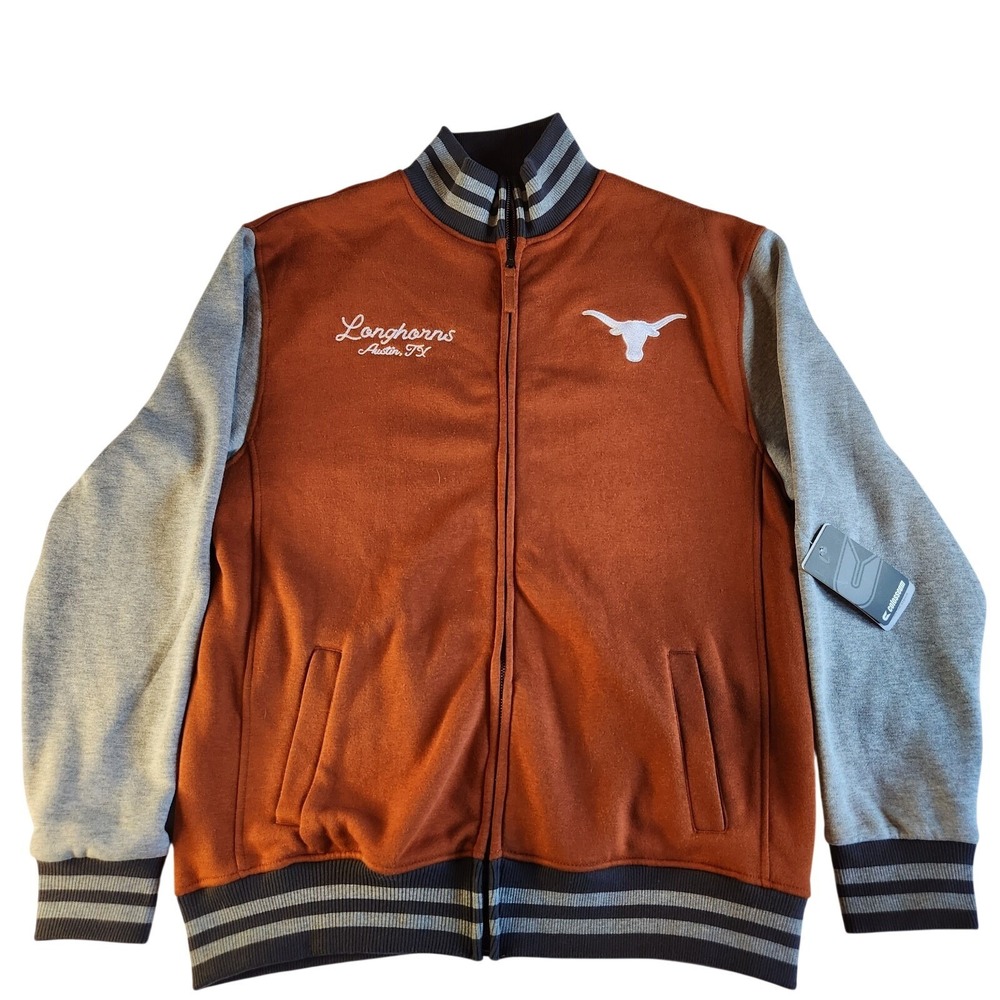 COLUSSEUM Texas Longhorns Letterman-style Zip Up Jacket Mens Large Orange